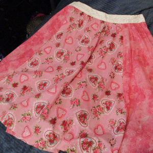 Unique Vintage Pink Valentine's Circle Skirt